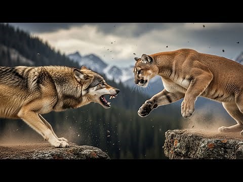 🐺⚡🐆 Wolf vs Cougar | Epic Wilderness Battle