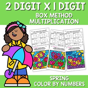 Spring 2 Digit by 1 Digit Box Method Multiplication Color by Number Fun Crafts