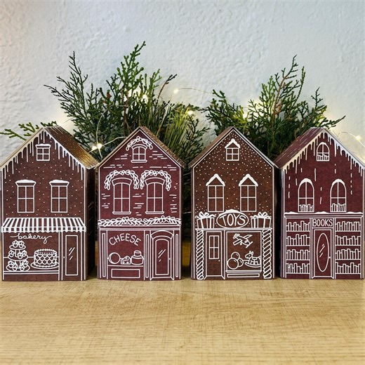 3D Gingerbread Shops Paper Craft Printable Instant Digital Download Set of 4 - Etsy Canada