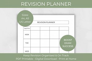 Revision Planner, Study Planner, Student Printable, Study Timetable, A4 Size PDF, Weekly Timetable, Student Resources - Etsy UK
