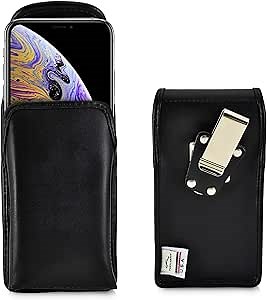 Turtleback Belt Case Designed for iPhone 11 Pro (2019) iPhone Xs (2018) and iPhone X (2017) Vertical Holster Black Leather Pouch with Heavy Duty Rotating Belt Clip,