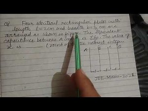 Four identical rectangular plates with length l= 2cm and b=3/2cm are arranged as shown in figure....