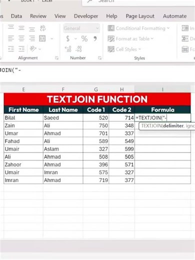 How to Use TextJoin Function in excel #excel #exceltips #exceltricks #computer #foryou