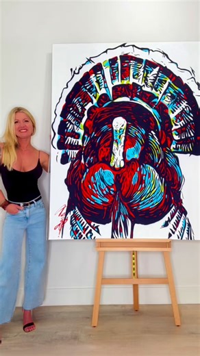 Tara Banks on Instagram: "I’m excited to have this at the NWTF 50th anniversary in 2 weeks. See you soon Nashville! “Full Fan” 48” x 60” #turkey #hunt #wildlife #art artist"
