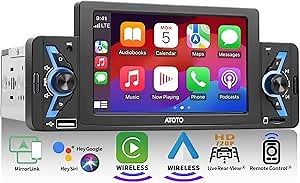 ATOTO F7 Single Din Car Stereo Receivers, Wireless Carplay & Wireless Android Auto, 5 inch 1 DIN FM/AM Car Radio with Physical Knobs, Bluetooth, MirrorLink, Live Rear View, GPS Navi, F7G1A5WE