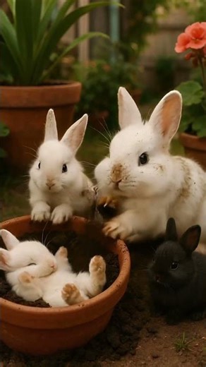 "Mischievous Bunny Playing in the Mud!" #shorts #rabbit
