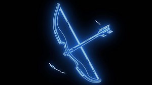 Download archery bow icon with a glowing neon effect for free