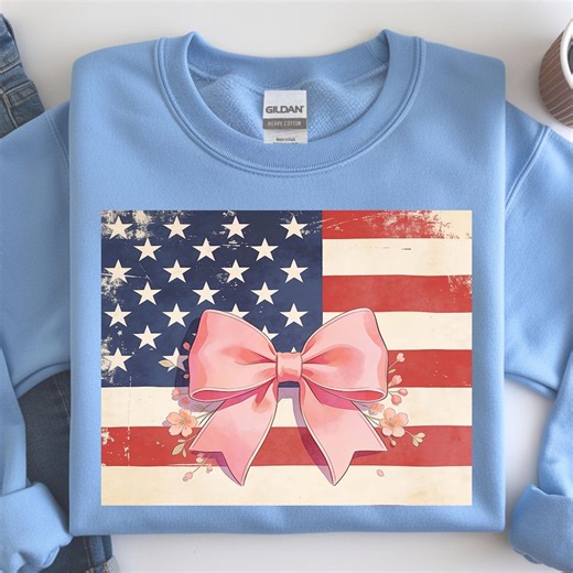 Pink Bow Floral American Flag PNG, Girly USA Patriotic Sublimation Graphic (digital Download) - Etsy