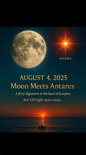 🌕 Tonight: Moon & Antares – A Celestial Duet A fiery alignment lights up the southern skies. Look up after sunset — the half Moon will align closely with Antares, the glowing red heart of Scorpius. 🌌 🔥 Antares, a red supergiant 550 light-years away, is nearly 10,000× brighter than the Sun and 700× larger. Its deep orange hue will shine next to the golden Moon — a perfect contrast of cosmic color. 🌙 The Moon, in its first quarter phase, sits just 0.4° from Antares — close enough to fit in a s