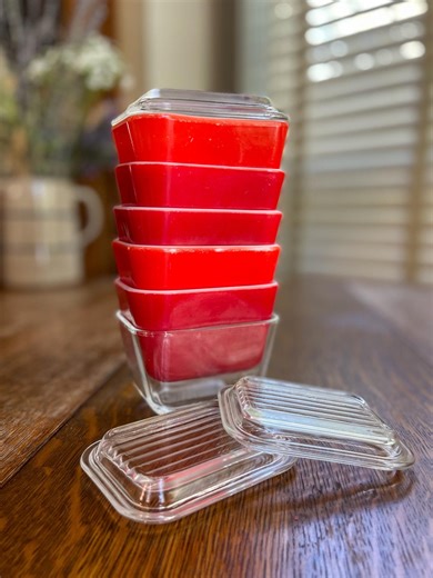 Vintage Pyrex Fridgie Dish With Lid, Red Refrigerator Storage - Etsy