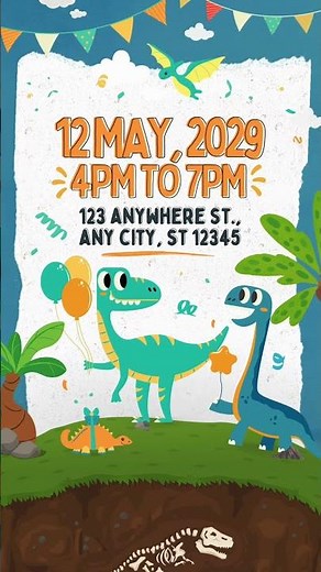Dinosaur Birthday Invitation Video | Blue & Orange Dino Party Theme #weddinginvitation #savethedate