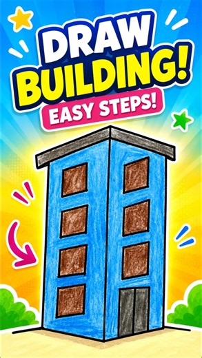 How to Draw a Building Step by Step for Beginners #Shorts 🏢