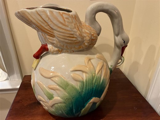Antique Victorian Majolica Swan Pitcher - Hand-painted Ceramic - Etsy