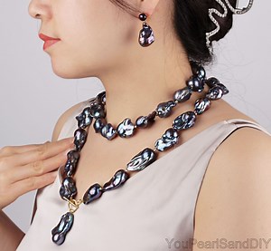 15-17x18-25mm Baroque Pearl Jewelry,peacock Black Flameball Pearls Necklace/earrings,handmade Freshwater Pearls Jewelry,gift for Her-nl2201 - Etsy Canada