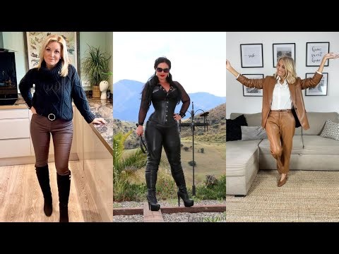 Mature Older Women Fancy & Trending Leather Pants with Beautiful Upper Combination ( Part 2 )
