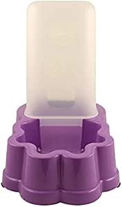 Automatic Small Pet Puppy Kitten Water Bottle Food Dispenser Gravity Feeder Cat Dog Bowl 2.5 Cups 600 ml (Purple)