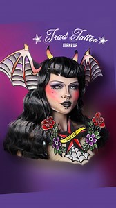 trad devil lady makeup! 🕸️🥀🦇 you guys loved my first tattoo makeup sm that i had to bring her back for seconds!!🖤 gotta serve the children & keep them FED😮‍💨 hope you luv this devilish diva as much as i do!! ⭐️whats on my face (key products)⭐️: @kosas Revealer concealer (i SWEAR by this🥲☝️) @fentybeauty cheeks out cream bronzer in toffee tease @lauramercier real flawless luminous pressed powder in translucent* @colourpopcosmetics Silence! Pressed powder blush, ctrl alt glam palette in cir