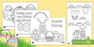 Easter Egg and Bunny Colouring Pages