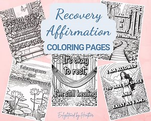Recovery Affirmation Coloring Pages: Mental Health Sobriety Activity (printable) - Etsy