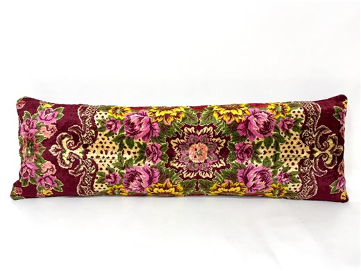 Velvet Lumbar Pillow, Extra Long Bed Pillow, Rustic Farmhouse Decor Pillow Cover, Bed Lumbar Pillow Cover, Floral Design Pink Rose Pillow - Etsy Canada