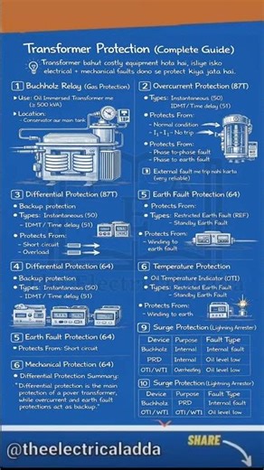 Transformer Protection Power Transformer Buchholz Relay Differential Protection #theelectricaladda