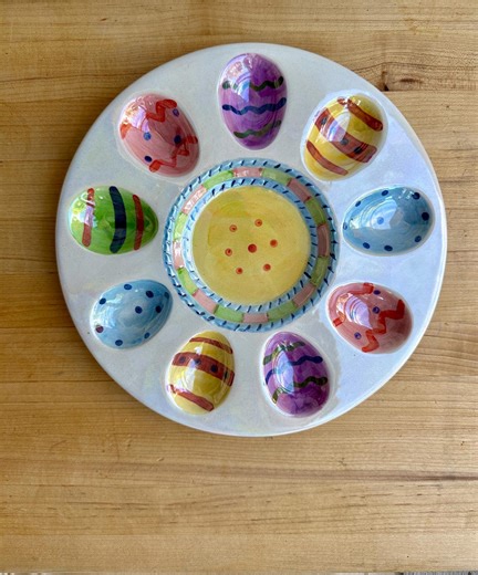 Vintage Hand-painted Ceramic Egg Plate/platter • 10” D • Holiday Easter Spring Home Decor - Etsy