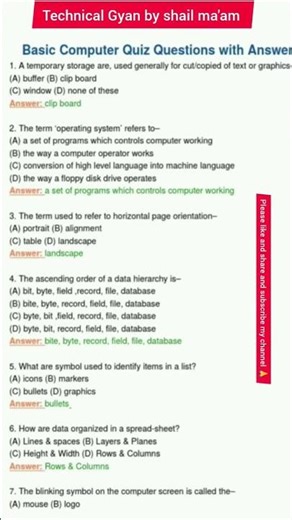 Basic computer quiz questions and answers #trendingshorts ,#viralshort