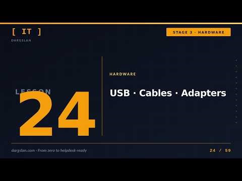 IT Basics Lesson 24: USB, cables, adapters | Dargslan IT Basics Series