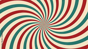 Circus animated rotation looped background of red and green lines stripe. Retro motion graphic sun beam ray. Vintage fun fair burst. Carnival abstract circle