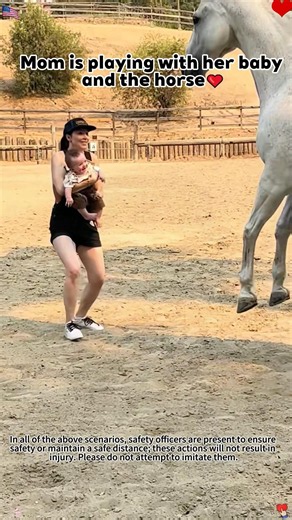 Baby's first friend...and it's 1000 pounds of purehorsepower #BabyAndHorse#NewFriends #love