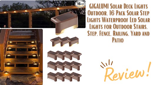 Watch Gigalumi Solar Deck LED Lights 16 pack Product Review on Amazon Live