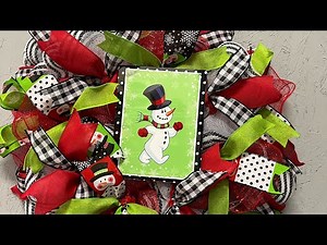 How to make a Snowman Deco Mesh Pancake Ruffle Wreath | Hard Working Mom |How to