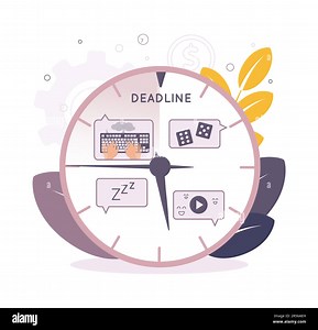 Time management illustration. Illustration of lack of time. Illustration deadline. Illustration with a clock, dice, a dream icon, a video icon, a Stock Vector Image & Art - Alamy