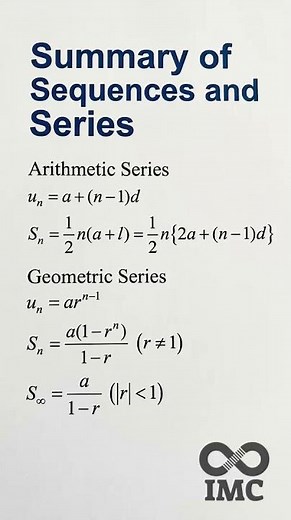 Sequences and Series Formula Sheet #sequencesandseries #mathshorts #learnmath #exampreparation