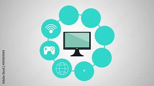 monitor display set applications menu animations illustration design