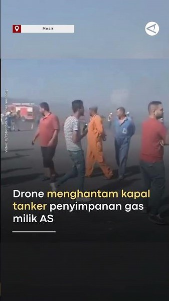 Sebuah Drone menghantam kapal tanker penyimpanan gas milik AS