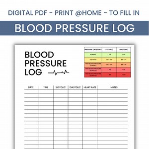Blood Pressure Log Printable | Daily Blood Pressure Tracker | Medical Log Book | BP Tracker | Blood Pressure Chart | Hypertension Tracker - Etsy