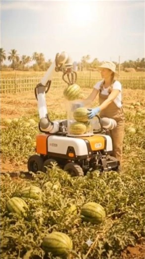 AI Farming Revolution: Robots Harvesting Watermelons in the Field