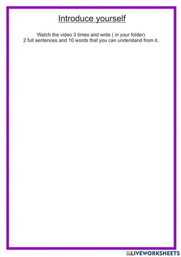 Introduce yourself online pdf worksheet