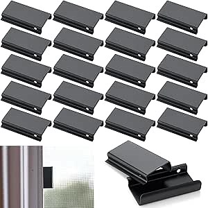 40 Pcs Window Screen Pull Tabs Window Screen Spline Channel Pull Lift Tabs Aluminum Replacement Parts for Anti UV Don't Broken C Shape Frame Center Brace Privacy Mounting (Black)