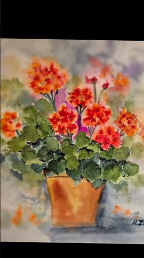 Watercolor Flowers for Beginners | Easy Geranium Painting Tutorial #watercolor #painting #art
