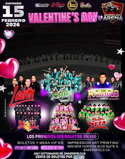 🎟Los Primeros 300 Boletos a $50🎟 🐃Jaripeo Baile🐃 ⚘️Celebrando El Dia de Los Enamorados⚘️ Preventa de Boletos en Ticketon🎟 https://ticketon.com/tl/1emcziv y Boletos En Tickeri https://www.tickeri.com/events/18pva3hrt6we/ Mesa VIP al 661-496-9460📱 Bakersfield Sportsarena Bakersfield Promotions @highlight #BandaMaguey #GrupoLadron #losfujitivos
