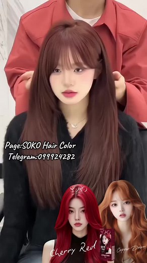 Cherry Red and Reddish Brown Hair Color Blends