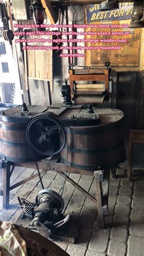 1920s Power! 🧺⚙️ Antique Wooden Washing Machine #tools #technology #machine #home #washing #vintage