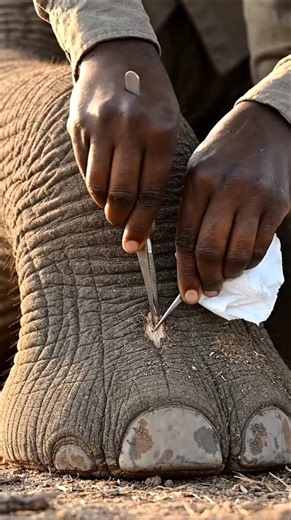 Hidden Splinter Found in Elephant Foot | Close-Up Extraction”