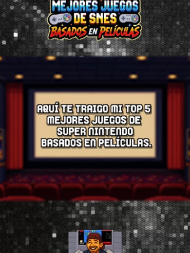 TOP 5 Mejores Juegos de SNES Basados en Películas. ¿Quién dijo que los juegos basados en películas siempre eran malos? 🎮🎬 En este video repasamos los 5 mejores juegos de Super Nintendo inspirados en el cine, con clásicos que marcaron a toda una generación. ¿Cuál fue tu favorito? #FYP #parati #nintendo #snes #retro #gamingontiktok #viral