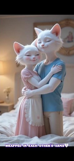 💖Cute White Cat Couple Heartwarming Love Story😍 | Adorable Romantic Animation🐾✨ #shorts #cutecats
