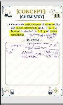 Calculate the mass percentage of benzene and carbon tetrachloride | NEET | JEE | NTA #shorts