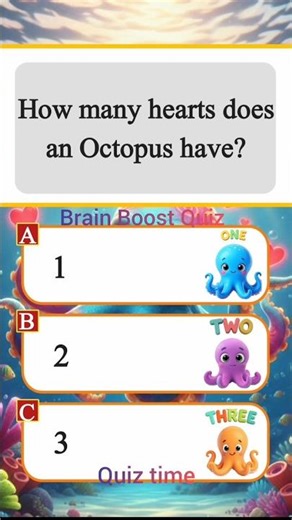 How Many Hearts Does an Octopus Have? 🐙 Mind-Blowing Animal Trivia! #shorts #animaltrivia #quiz