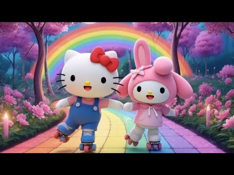 🌈 Happy Song for Kids and Baby 🎶 | Hello Kitty Dance & Roller Fun | Cute 3D Pixar Animation